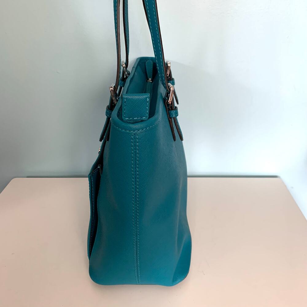 Michael Kors Jet Set Turquoise Convertible Tote Purse - Picture 4 of 10
